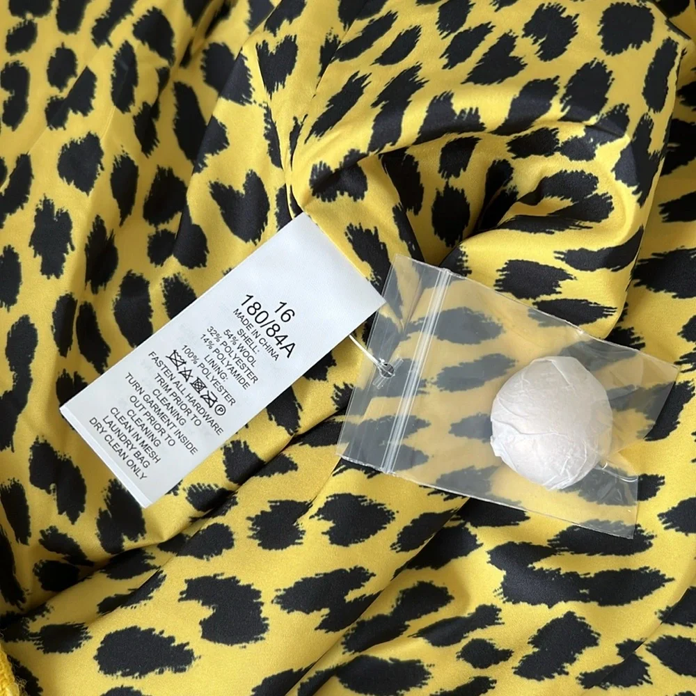 Kate Spade Tonal Leopard Textured Wool-Blend Skirt Chartreuse Yellow NWT Size 16